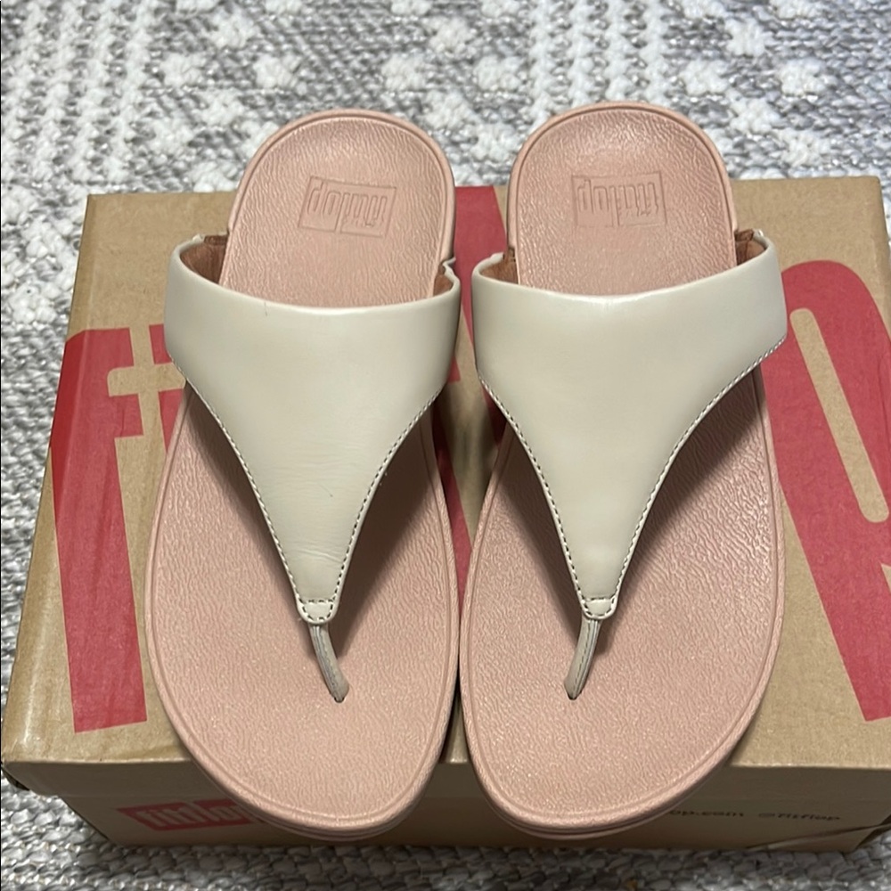 FitFlop Women's Lulu Leather Stone Beige Sandals